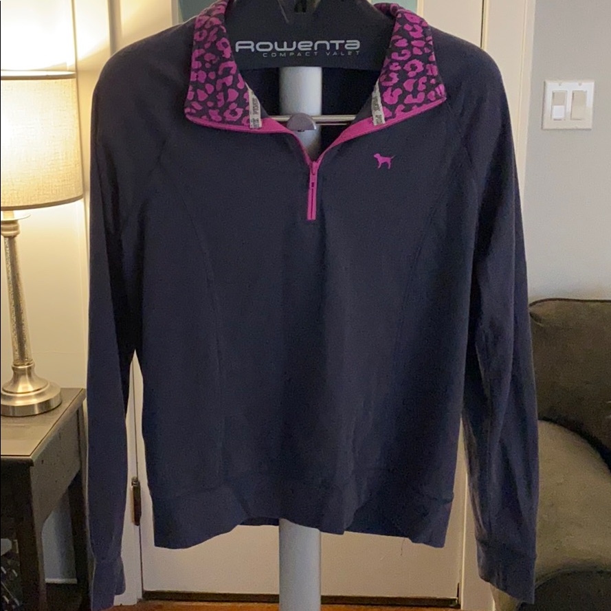 Pink, Half Zip Pullover